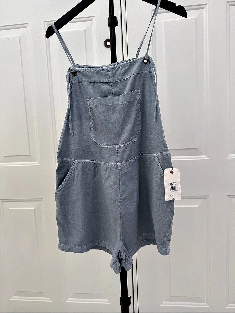 Billabong Out N About Short Overall Romper Blue Small NWT